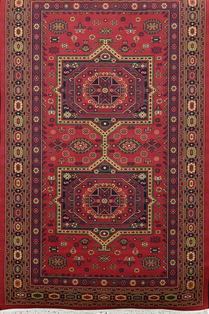 Alkaffary Bashayer Area Rug, Living Room & Majlis Rug, Luxury Heritage Arabic Design High-Quality Materials, 200X300 cm, Red - Image 1
